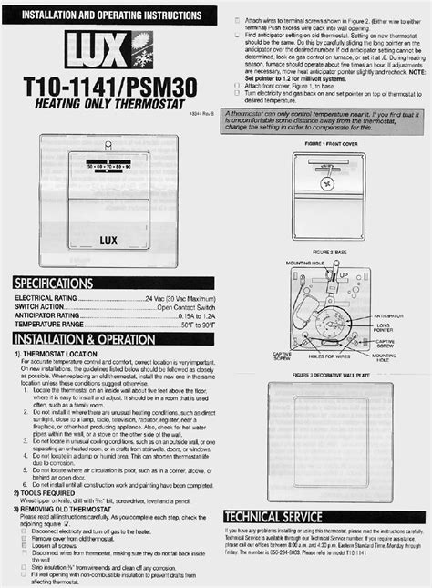 Lux-Products-T10-1141PSM30-Thermostat-User-Manual